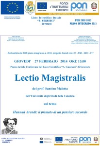 Liceo Scientifico Soverato – Lectio Magistralis del prof. Santino Maletta