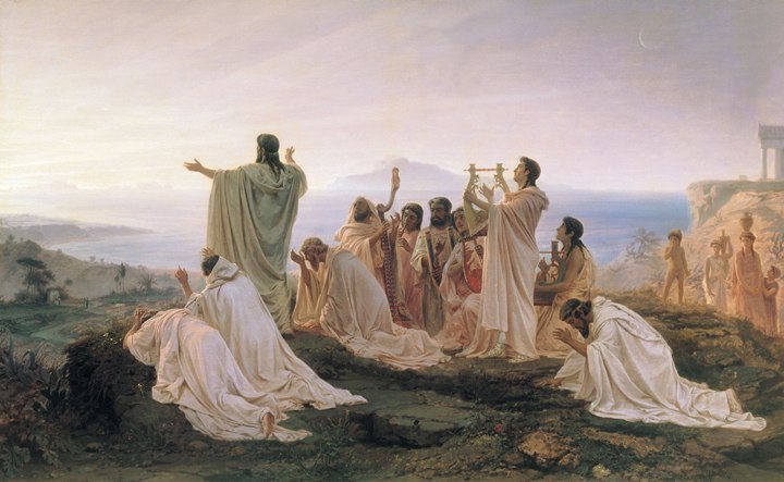 I pitagorici celebrano il sorgere del Sole, opera di Fëdor Bronnikov, 1869