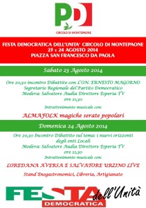 Il 23 e 24 Agosto Festa Democratica dell’Unità a Montepaone