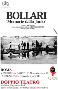 Roma – Al Doppio Teatro “Bollari: Memorie dallo Jonio”