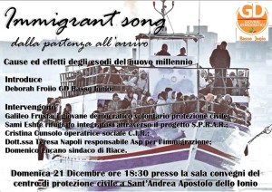 S. Andrea Jonio – Domenica 21 Dicembre incontro “Immigrant Song – dalla partenza all’arrivo”