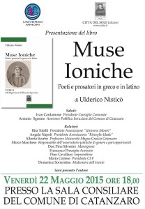 Catanzaro – Venerdì 22 Maggio presentazione del libro “Muse Ioniche”
