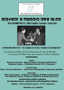 Catanzaro – L’U.M.G. ricorderà Moro e Berlinguer