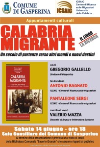 Gasperina – Sabato 14 Giugno presentazione “Calabria Migrante”