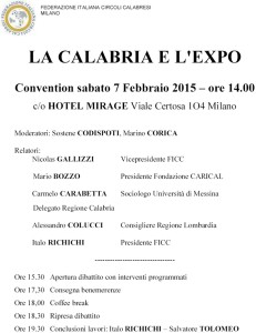 Milano – Il 7 febbraio il Convegno “La Calabria e l’EXPO”