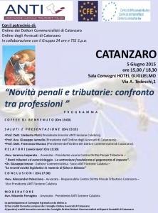 Catanzaro – Seminario “Novità penali e tributarie: confronto tra professionisti”
